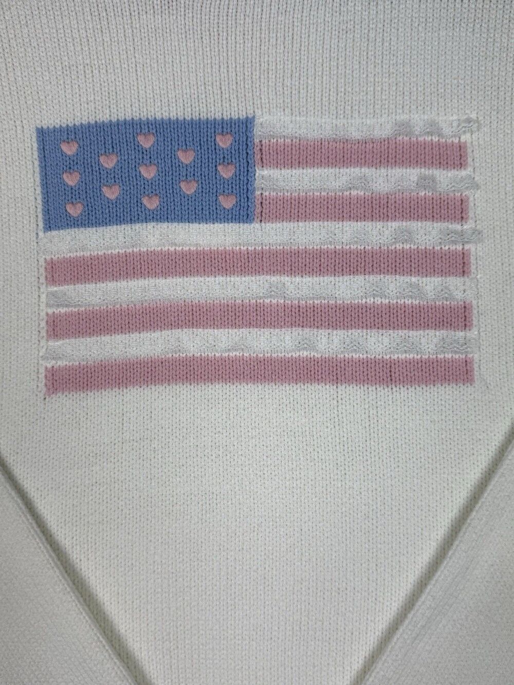 Soho & Stella American Flag Sweater Small White Patriotic Knit Pullover USA NWT - Picture 3 of 11
